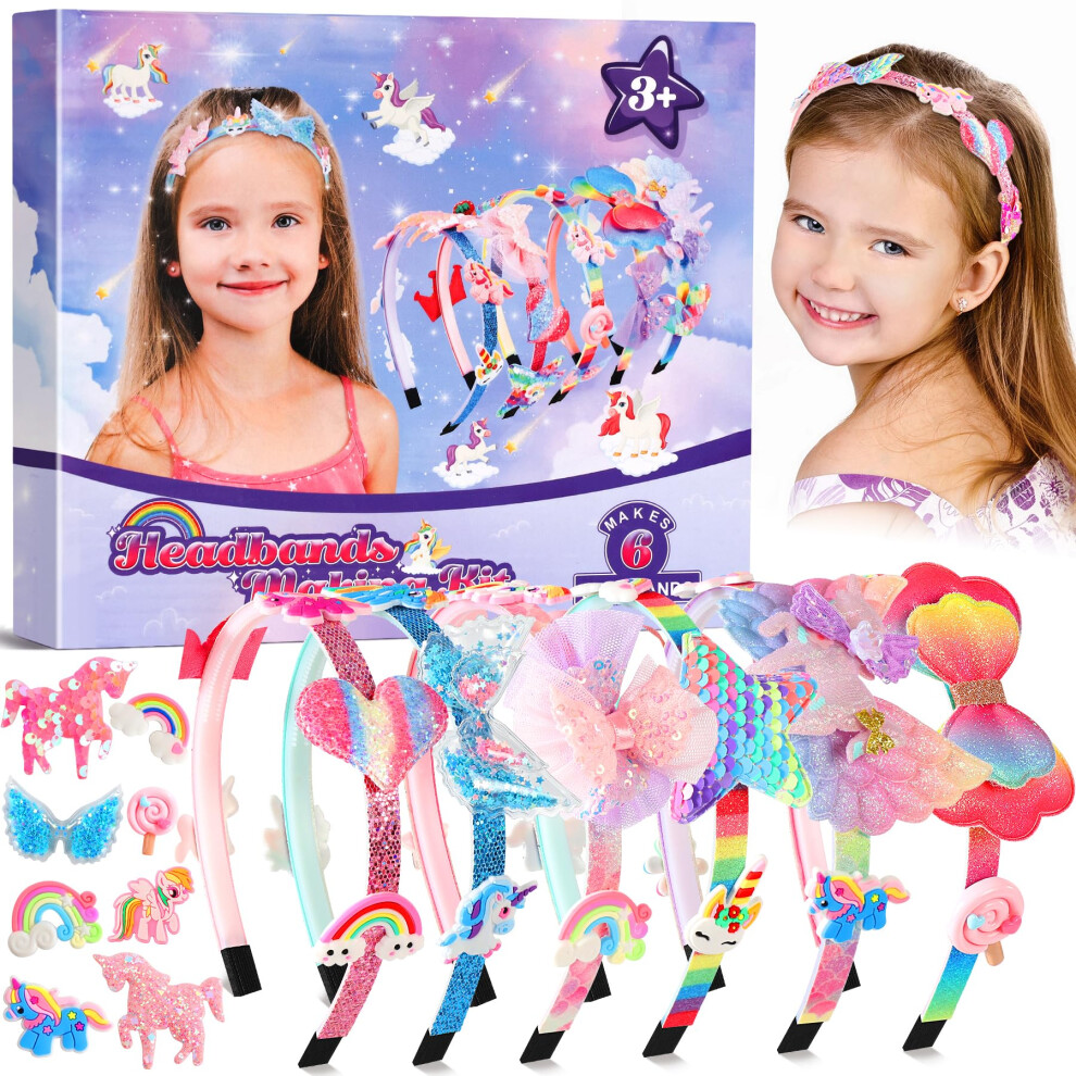 Unicorn Headband Making Kit for Girls Age 3+, Creative Craft Kits for Kids, DIY Fun Hairbands & Hair Accessories Toys Set - Birthday Presents & Gifts