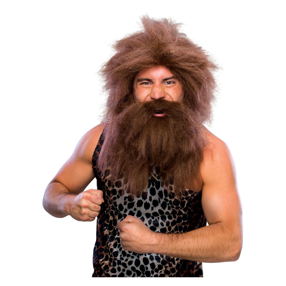 Official Rubie's Caveman Beard and Wig Set, Adult Fancy Dress Accessory