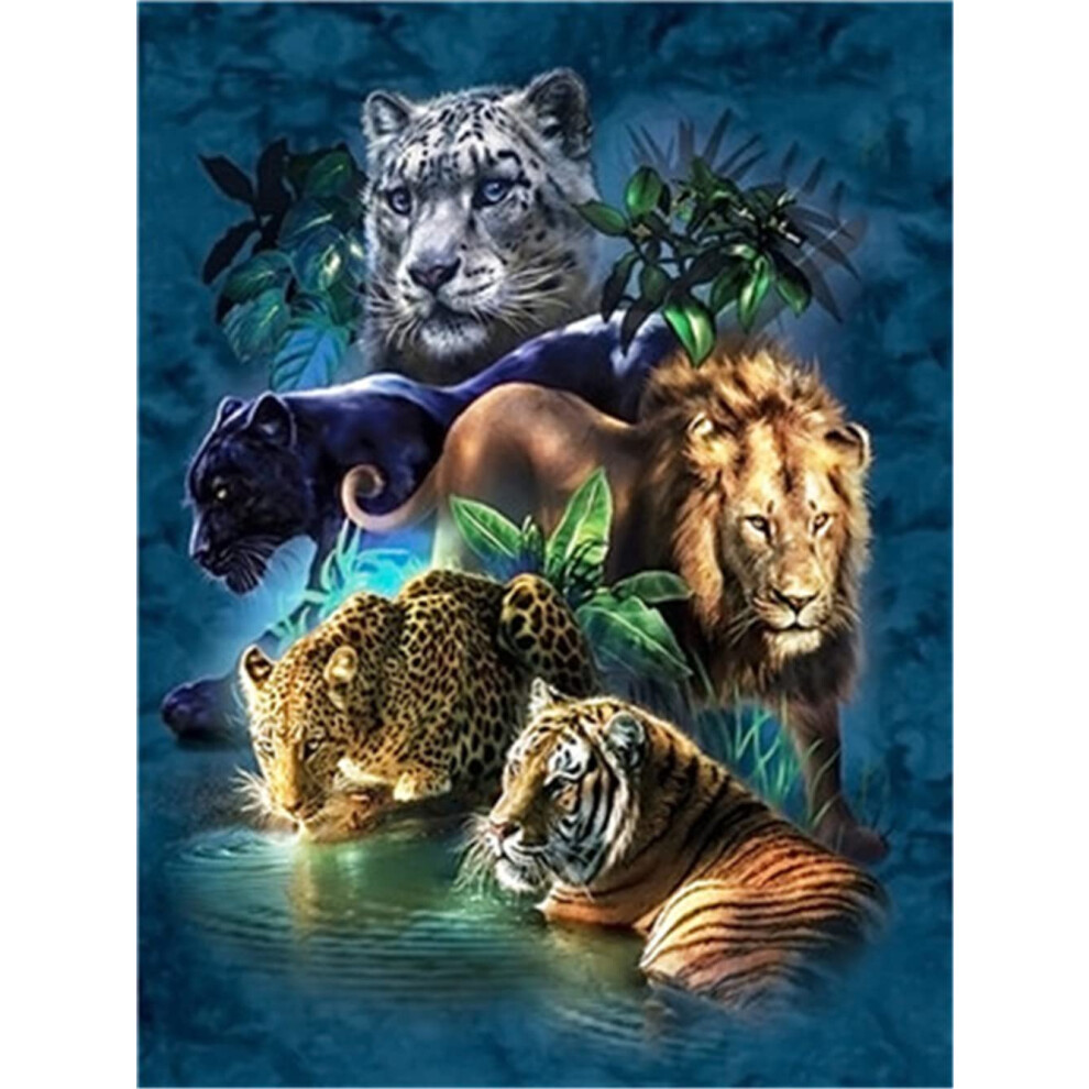 Meecaa Paint By Numbers Beast Animal Lion Tiger Leopard Kit For Adults Beginner Diy Oil Painting 16X20 Inch (Beast, No Frame) (C-)