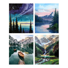 4 Pack Paint by Numbers for Adults,Landscape Paint by Numbers Kits,Paint by Numbers Kit for Adults Perfect for Home Wall Decor(12x16 Inch)