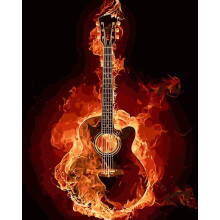 Paint by Numbers Kits, Fire Guitar Music Number Painting for Adults and Kids 16x20 inch (Guitar, No Frame)