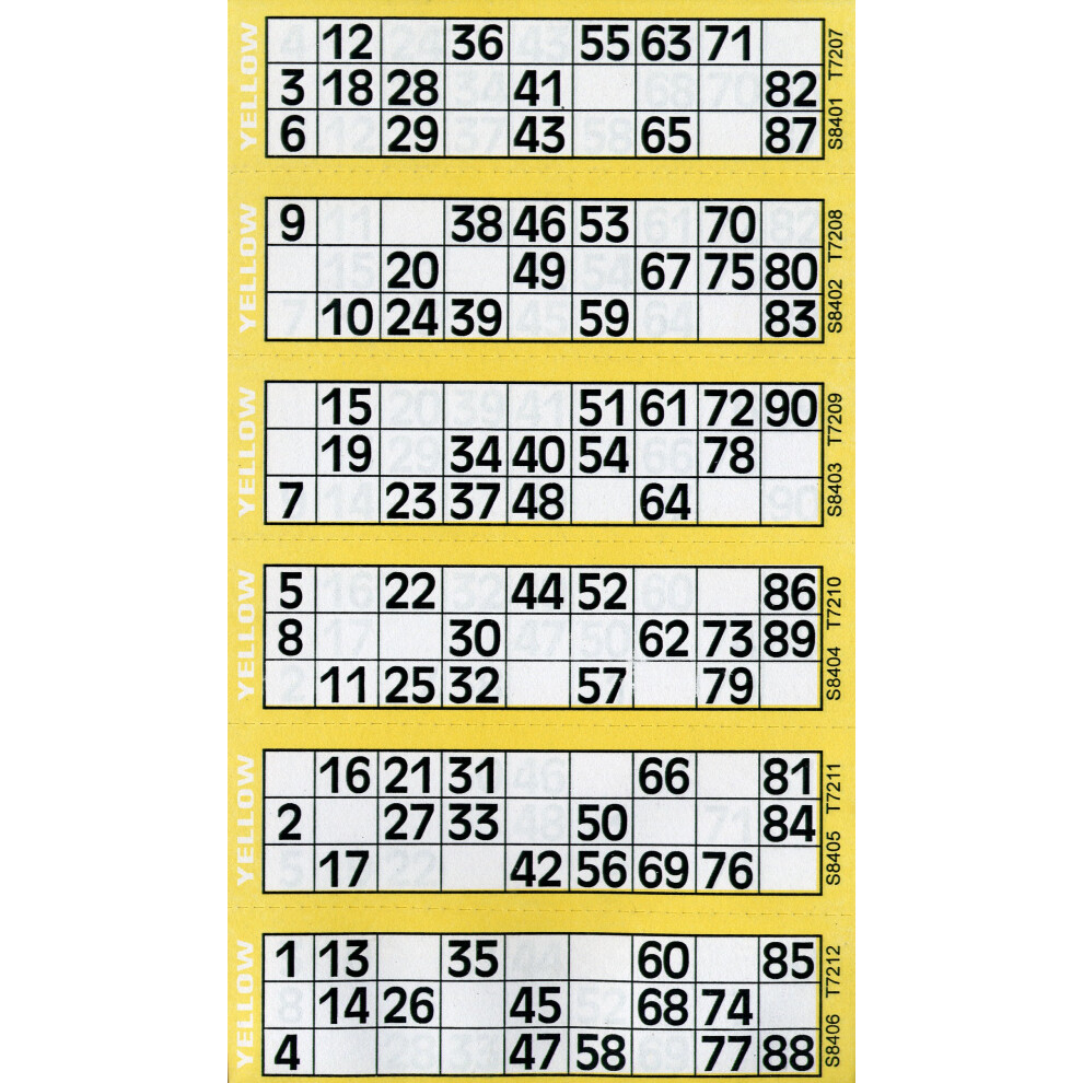 Thomas And Anca 600 Bingo Tickets - Pad Of 6 To View Flyers Yellow