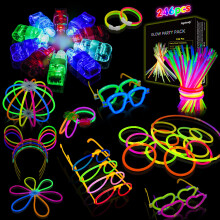 Segotendy Premium 246pcs Glow Stick Party Set with 10 Finger Lights - Multicolor Neon Glow Sticks for Halloween & Parties