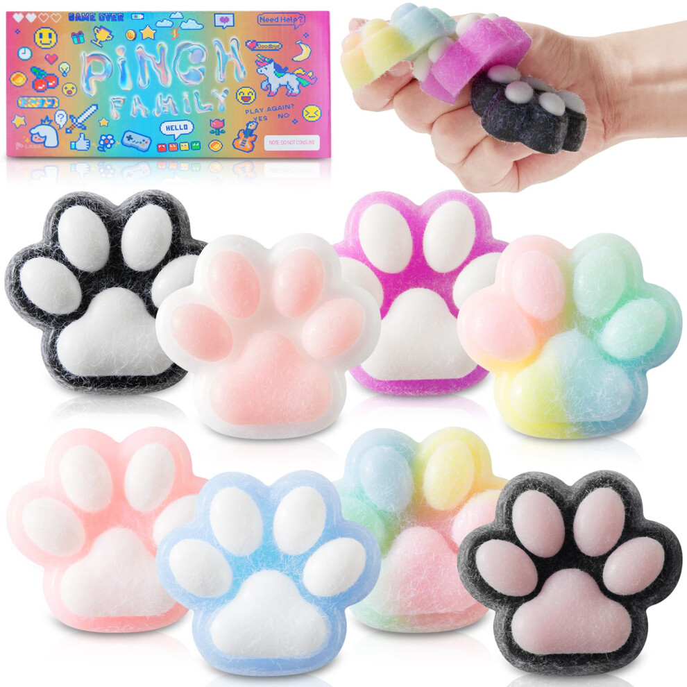 Mozkkiz 8Pcs Cat Paw Mochi Squishy Stress Balls For Adults, Fidget Toys For Anxiety Relief For Kids, Kawaii Taba Squishy Cat Paw Sugar Ball Fidget Stress
