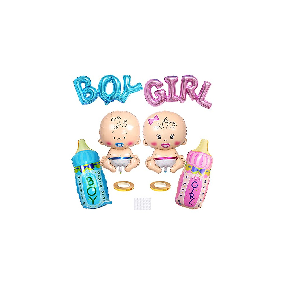 6pcs Baby Boy Girl Party Balloons Helium Balloon Gender Reveal Balloon Baby Boy/Girl Blue/Pink Bottle Boy/Girl Letter Foil Balloon for It is a