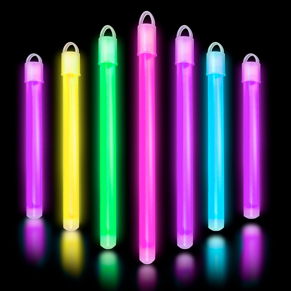 Glow Sticks Bulk - 6" Glow Wands with End Caps & Lanyards - Glow Stick Glow Party Accessories for Celebrations, Birthdays, Festival Accessories & More