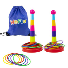 Ring Toss Game for Kids with 18 Throwing Rings and Travel Bag, Colorful Tossing and Active Play Set,Garden Games Outdoor Play Equipment for