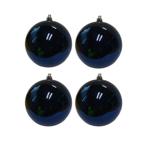 Premier 4 Large Christmas Baubles 10cm Shiny Midnight Blue Tree Decoration 2