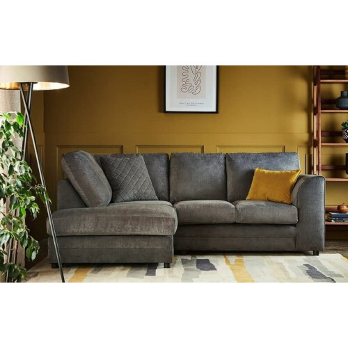 Furniture 786 (Left Hand Facing Grey) Hilton Full Back Corner Sofa Grey / Beige