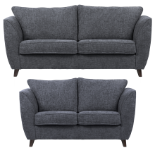 (Navy Blue, 3 & 2 Seater) Sienna Fullback Hopsack Fabric Corner & Sofa Suite