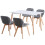 Charles Jacobs (White Table & Grey Fabric Chairs) Charles Jacobs Rectangular 4 Seat Dinner Table & Chair Scandi Set for Nordic Kitchen Dining 6