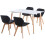 Charles Jacobs (White Table & Black PU Chairs) Charles Jacobs Rectangular 4 Seat Dinner Table & Chair Scandi Set for Nordic Kitchen Dining 7
