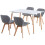 Charles Jacobs (White Table & Grey PU Chairs) Charles Jacobs Rectangular 4 Seat Dinner Table & Chair Scandi Set for Nordic Kitchen Dining 7