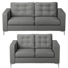 (Pewter Grey, 3 & 2 Seater Set) Hackney Fabric 3 & 2 Seater Sofa Suite - 2 Colours