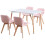 Charles Jacobs (White Table & Pink PU Chairs) Charles Jacobs Rectangular 4 Seat Dinner Table & Chair Scandi Set for Nordic Kitchen Dining 7