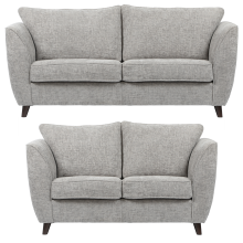 (Silver, 3 & 2 Seater) Sienna Fullback Hopsack Fabric Corner & Sofa Suite
