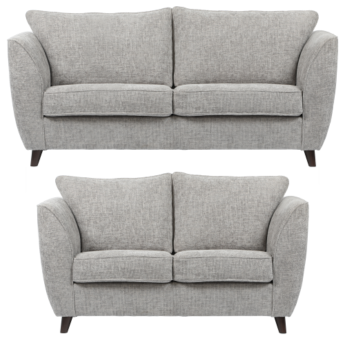 (Silver, 3 & 2 Seater) Sienna Fullback Hopsack Fabric Corner & Sofa Suite