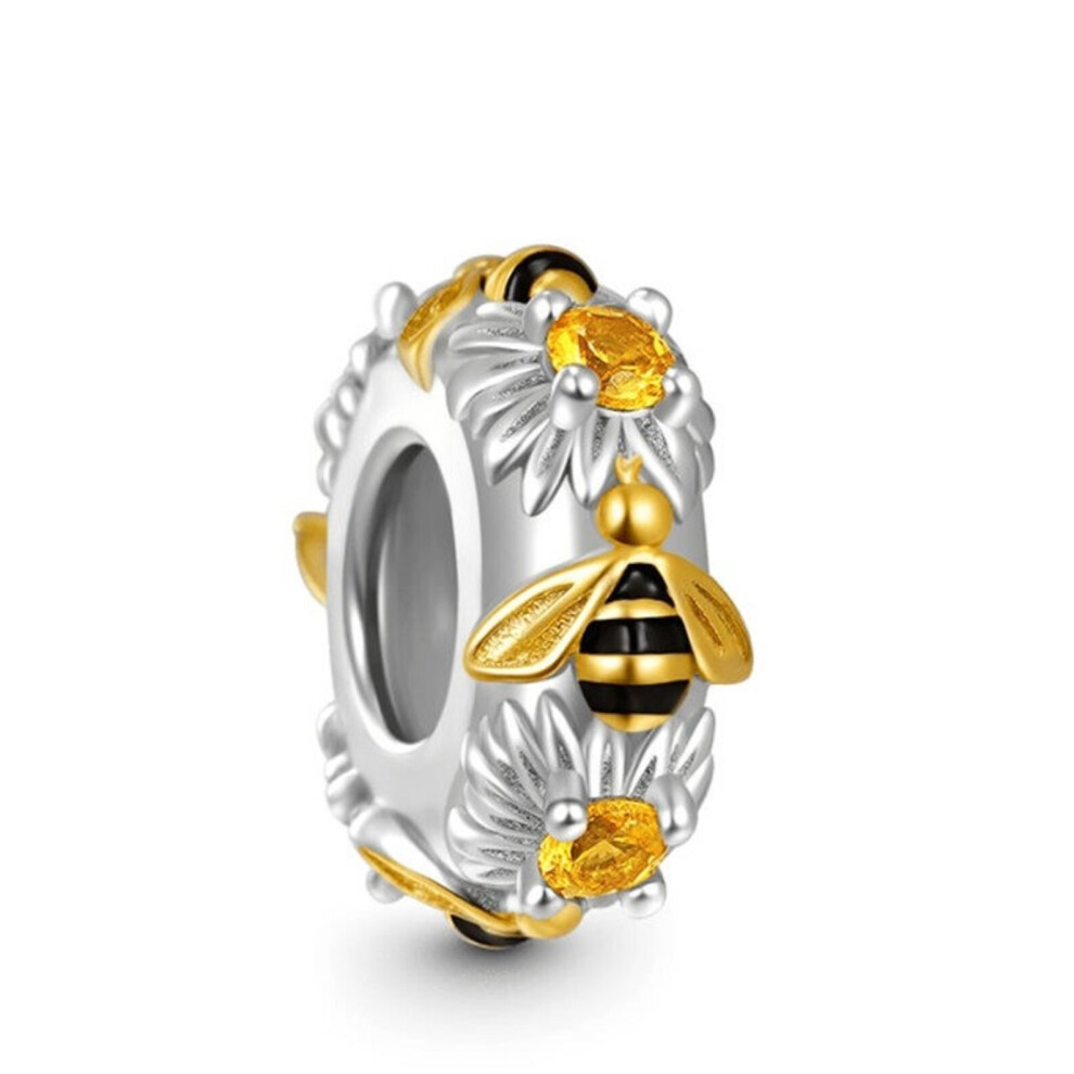 Dancing Honey Bees sterling silver dangle charm for pandora bracelet