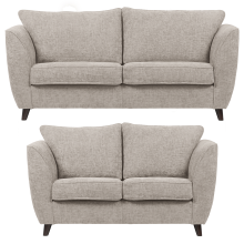 (Stone, 3 & 2 Seater) Sienna Fullback Hopsack Fabric Corner & Sofa Suite