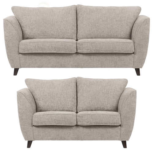 (Stone, 3 & 2 Seater) Sienna Fullback Hopsack Fabric Corner & Sofa Suite