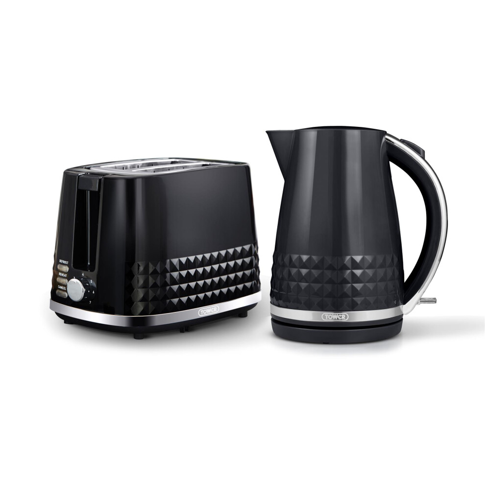 Tower Unisex Black Solitaire Kettle And 2 Slice Toaster In - Image 3
