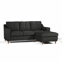 (Charcoal, Right Hand Facing Corner) Baxter Tufted Fabric Corner Sofa & Sofa Suite