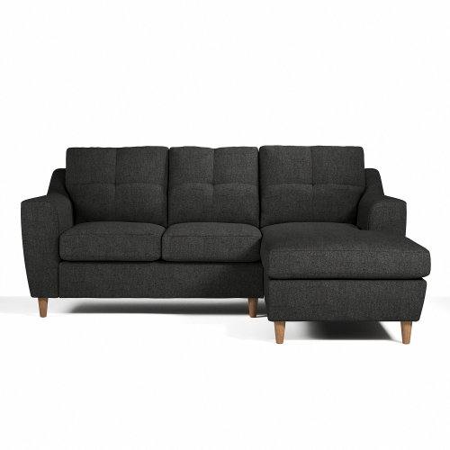 (Charcoal, Right Hand Facing Corner) Baxter Tufted Fabric Corner Sofa & Sofa Suite 2