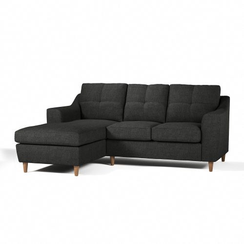 (Charcoal, Left Hand Facing Corner) Baxter Tufted Fabric Corner Sofa & Sofa Suite