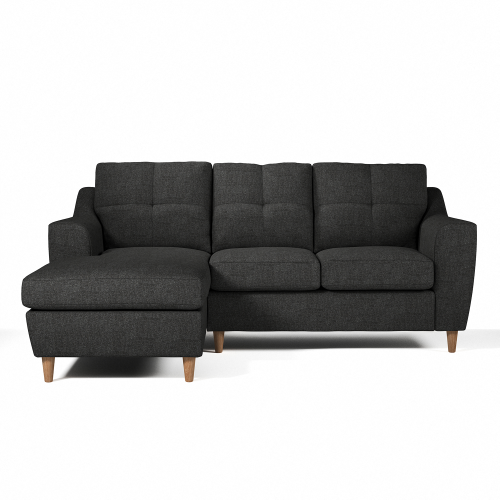 (Charcoal, Left Hand Facing Corner) Baxter Tufted Fabric Corner Sofa & Sofa Suite 2
