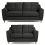 (Charcoal, 3 & 2 Seater Set) Baxter Tufted Fabric Corner Sofa & Sofa Suite 1