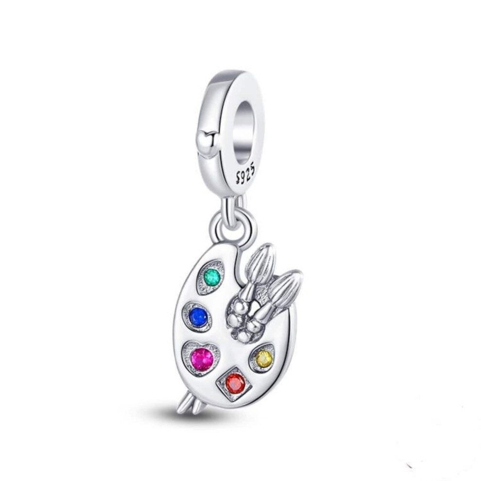 Artist's Palette 925 sterling silver dangle charm for pandora bracelet