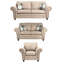(3 & 2 Seater + Armchair) Oakland Marble Faux Leather Corner & Sofa Suite