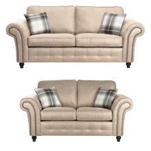 (3 & 2 Seater) Oakland Marble Faux Leather Corner & Sofa Suite