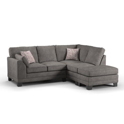 (Grey, Right Hand Facing Corner) Hilliard Fullback Fabric Corner Sofa & Sofa Suite 2