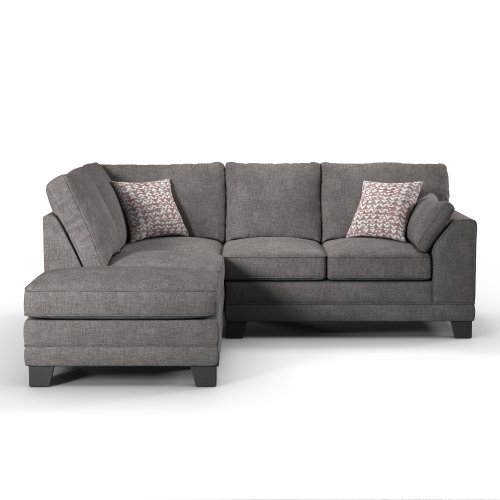 (Grey, Left Hand Facing Corner) Hilliard Fullback Fabric Corner Sofa & Sofa Suite 2