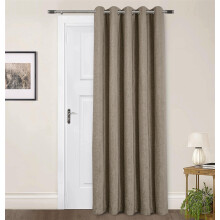 (66x84", Brown) Sundour Amberley Eyelet Ring Top Curtains Chenille Curtain Pair