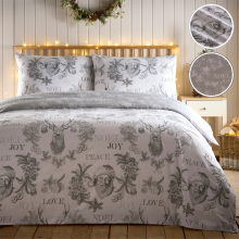 (Single, Grey) Christmas Bedding Xmas Duvet Cover Set Santa Reindeer Quilt Cover Bed Set Grey
