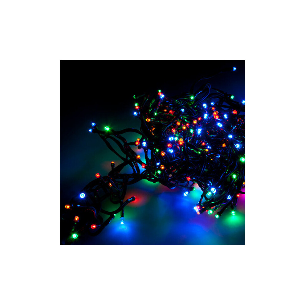 Solar Powered LED Icicle String Lights Christmas Decoration 8 Functions Animations - Multi