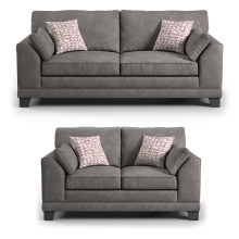 (Grey, 3 & 2 Seater) Hilliard Fullback Fabric Corner Sofa & Sofa Suite