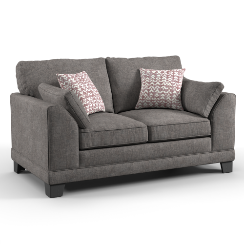 (Grey, 2 Seater) Hilliard Fullback Fabric Corner Sofa & Sofa Suite