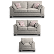 (Mist, 3 & 2 Seater + Armchair) Hilliard Fullback Fabric Corner Sofa & Sofa Suite