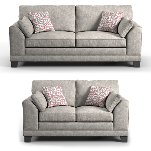 (Mist, 3 & 2 Seater) Hilliard Fullback Fabric Corner Sofa & Sofa Suite