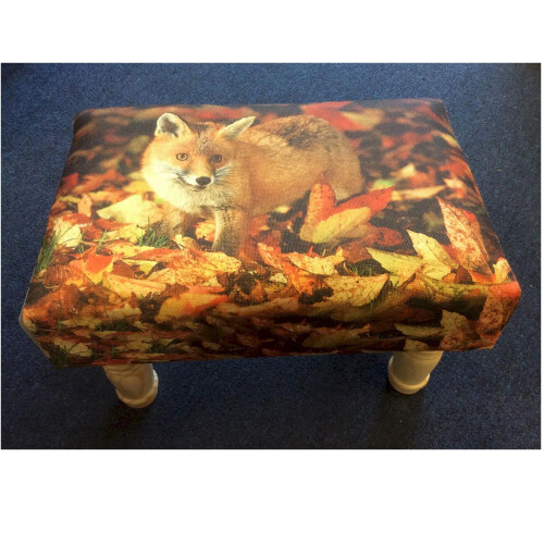 Fox Rectangular Small Linen Footstool
