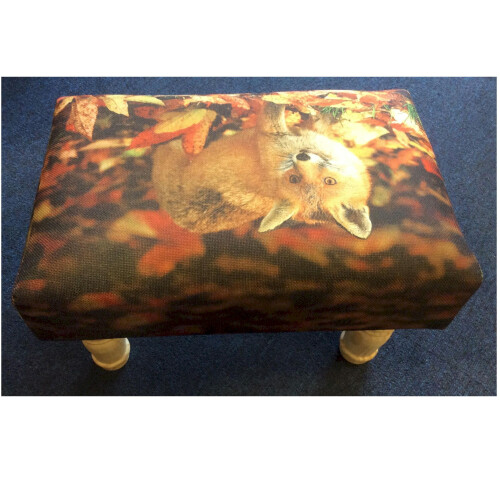 Fox Rectangular Small Linen Footstool 1