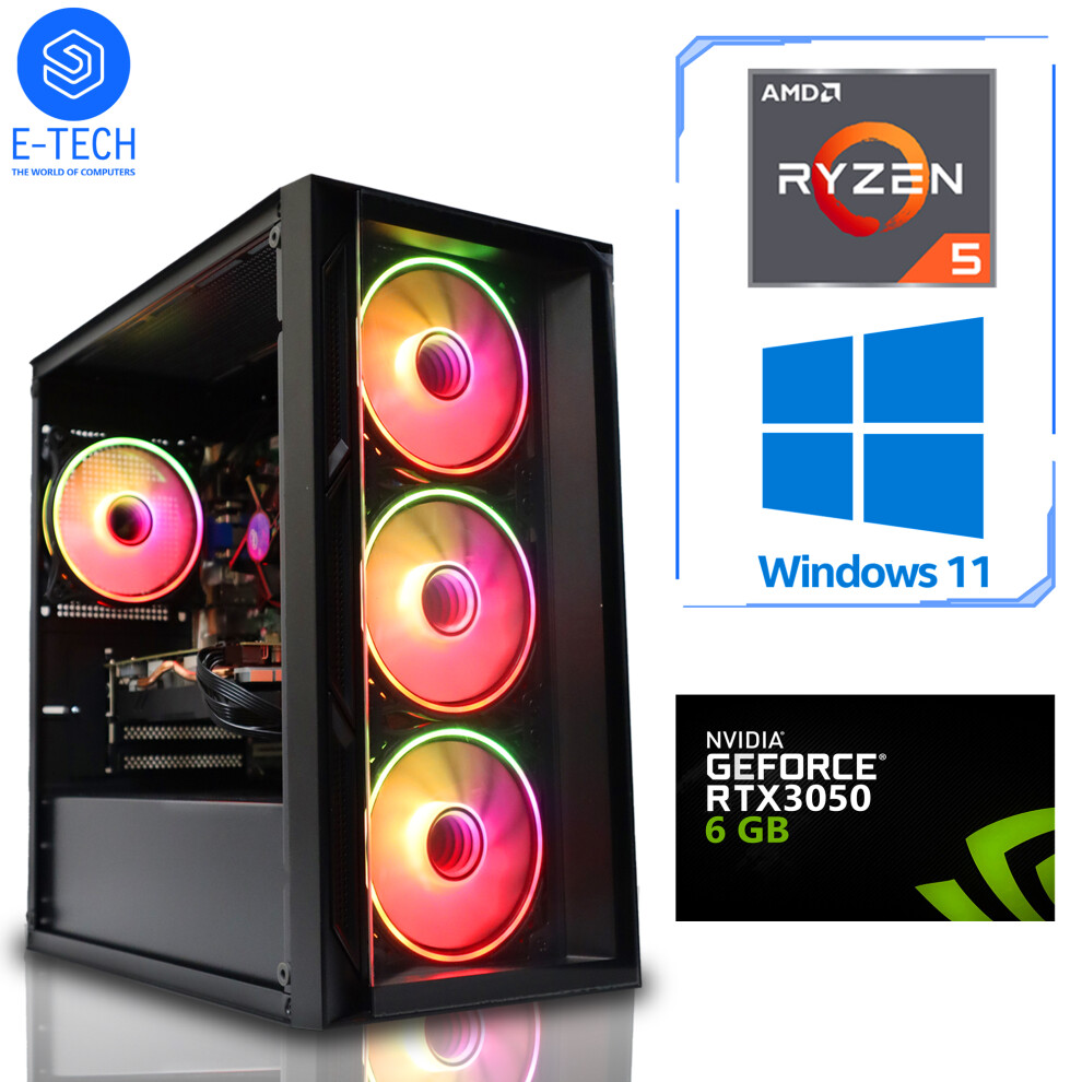 Fast Gaming PC AMD Ryzen 5 4500 16GB DDR4 6GB RTX 3050 1TB M.2 Wins 11