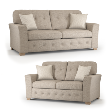 (Beige, 3 & 2 Seater) Hartley Fullback Tufted Sofa Suite Grey or Beige