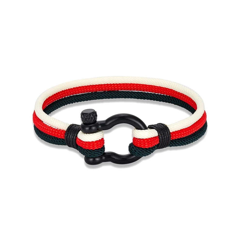 (19cm, Light Yellow Color) Unisex Multilayer Nautical Rope Stainless Steel Boat Shackle Clasp Bracelet-image-OPC-PFDQMCZ-NEW