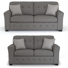 (Grey, 3 & 2 Seater) Hartley Fullback Tufted Sofa Suite Grey or Beige