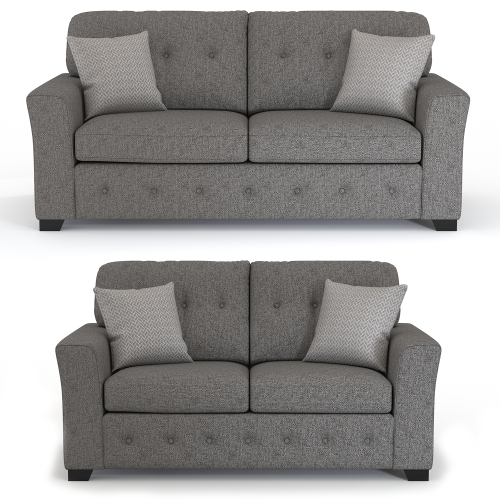 (Grey, 3 & 2 Seater) Hartley Fullback Tufted Sofa Suite Grey or Beige
