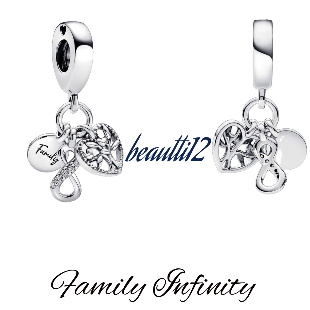 Family Infinity sterling silver dangle charm for pandora bracelet